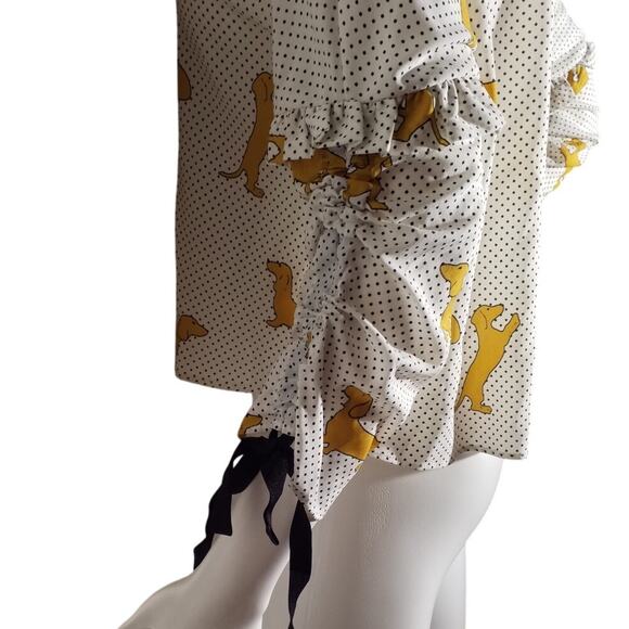 Zara Woman Dachshund Dog Print Polka Dot Top XS NWT - Picture 5 of 8